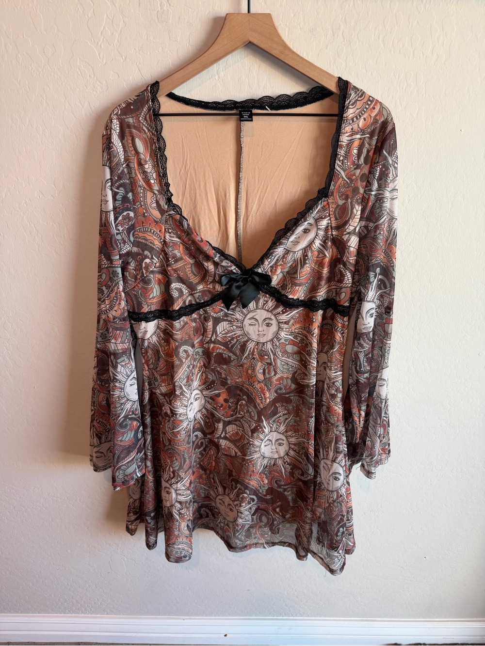 Women's Paisley Babydoll Dress Size 3XL Mesh Zodiac Celestial Festival Hippie